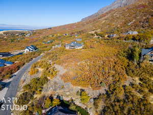 Aerial view with a mountain view