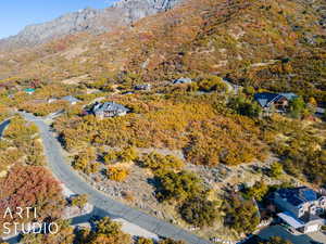 Drone / aerial view with a mountain view