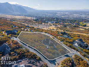 Drone / aerial view featuring a mountain view