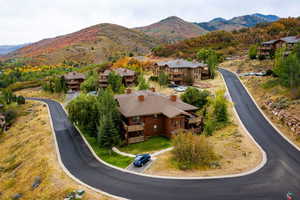 Aerial view featuring a mountain view