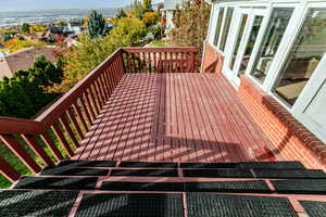 Deck off kitchen and family room.