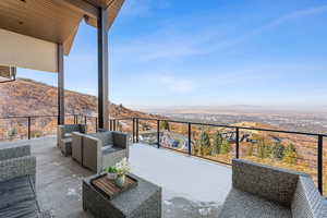 Balcony with a mountain view