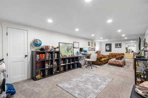 Living room with carpet flooring