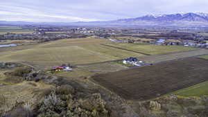 Aerial view with a mountain view and a rural view