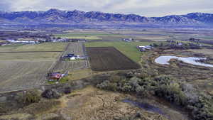 Aerial view featuring a mountain view and a rural view