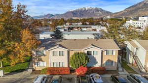 Drone / aerial view featuring a mountain view