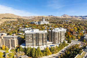 Bird's eye view with a mountain view