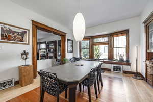 Dining space featuring light wood-type flooring