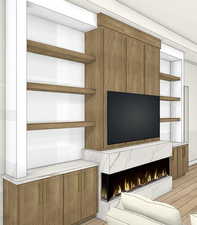 Unfurnished living room featuring light wood-type flooring and a fireplace