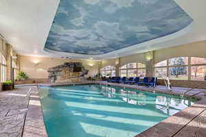View of swimming pool with a patio