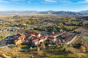 Drone / aerial view featuring a mountain view