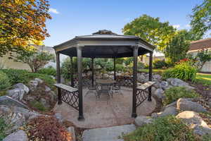 View of patio with a gazebo