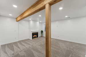 Basement featuring carpet floors