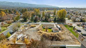 Bird's eye view with a mountain view