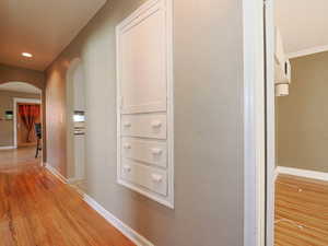 Original built-in storage drawers and cupboard.