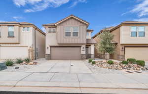 View of front of home with a garage