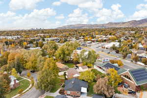 Aerial view featuring a mountain view