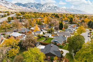 Drone / aerial view with a mountain view