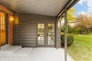 View of exterior entry with french doors