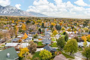 Aerial view featuring a mountain view