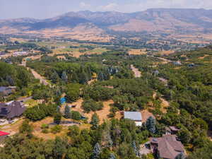 Drone / aerial view featuring a mountain view