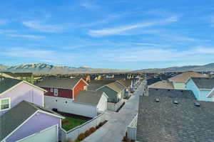 Aerial view featuring a mountain view