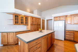 Plenty of cabinets and great flow to hallway and living room