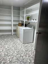 Clothes washing area with washing machine and dryer