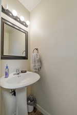 Bathroom with tile patterned flooring