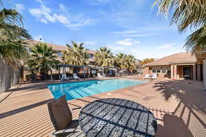 View of pool featuring a patio area