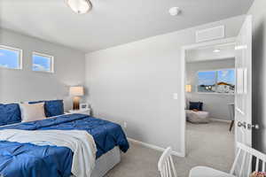 Bedroom with carpet floors