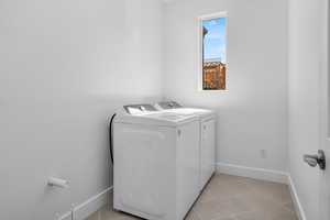 Laundry room featuring separate washer and dryer