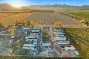 Aerial view featuring a mountain view