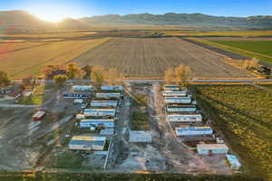 Bird's eye view with a mountain view