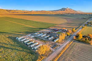 Drone / aerial view featuring a mountain view and a rural view