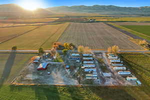 Bird's eye view with a mountain view