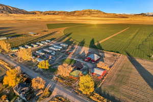 Drone / aerial view featuring a mountain view