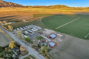 Drone / aerial view featuring a mountain view