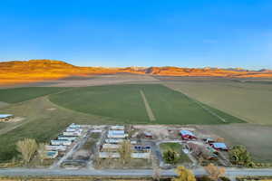 Drone / aerial view with a mountain view