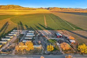 Aerial view featuring a mountain view