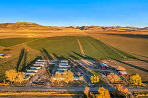 Birds eye view of property featuring a mountain view