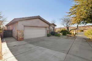 Exterior space featuring a garage