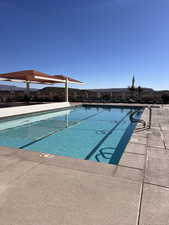 View of pool featuring a patio