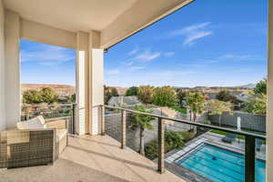 Balcony with a mountain view