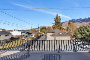 Exterior space featuring a mountain view