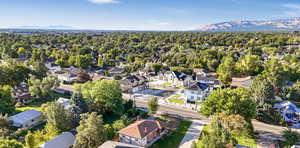 Aerial view featuring a mountain view