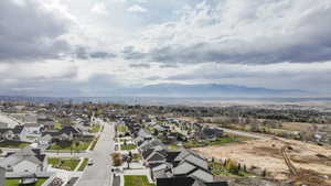 Drone / aerial view with a mountain view