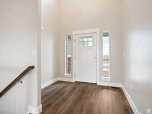 Entrance foyer featuring dark hardwood / wood-style floors