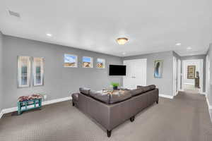 View of carpeted living room