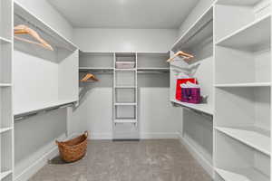 Spacious closet with carpet